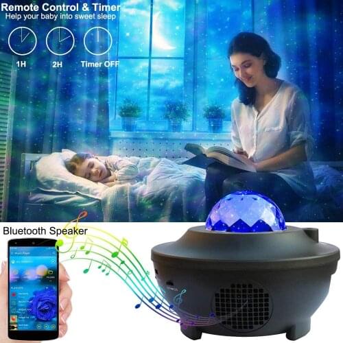Star Projector Night Light Ocean Wave LED Starry Galaxy Sound Sensor Lamp Water Wave for Baby Kids Children Bedroom Christmas