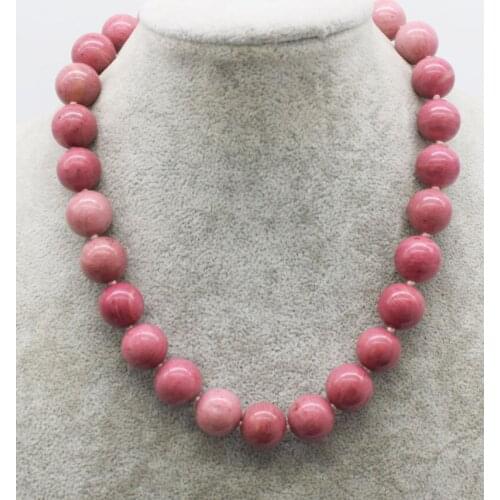 Pink Rhodochrosite round 14mm necklace 18" nature FPPJ wholesale beads A