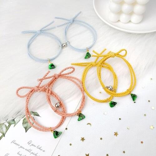 QiLuxy Colour Chinese Style Zongzi Charm Elastic Chain Magnetic Attraction Bracelets for Women Men Couple Friendship Gifes