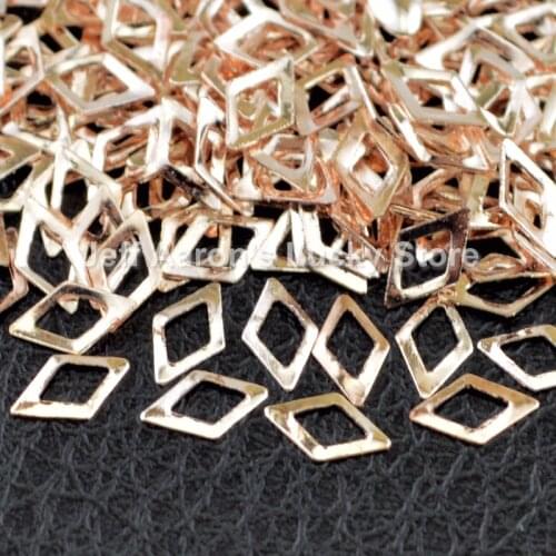 500PCS Beauty 3D Metal Nail Art Decoration Accessories rose Gold Rhombus Frame Loop Nail Styling Tools