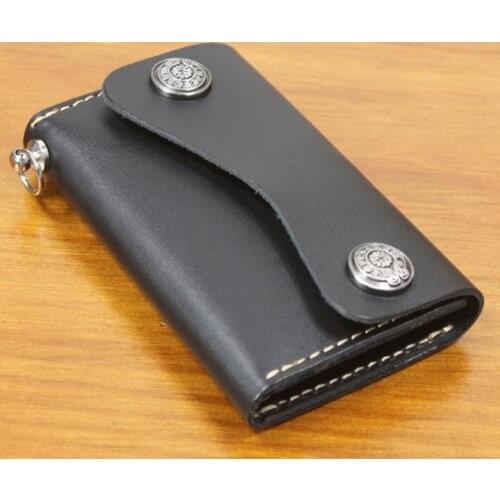 Vintage Women & Mens Full Grain Genuine Leather Key Wallet Key holder Case keychain Bag Leather wallet Black MC803 Free ship