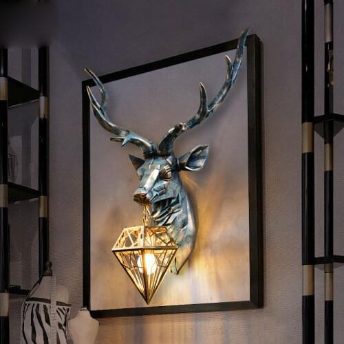 Vintage Deer Head Wall Lights for Home Lighting Wall Sconce Mirror Light Fixtures Living Room Bedroom Indoor Antler Wall Lamps
