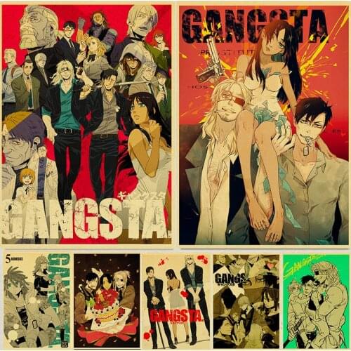 Japanese Comics GANGSTA. Poster Home Room Decor Wall Stickers Kraft Papar Prints and Posters Fans Collection Art Painting