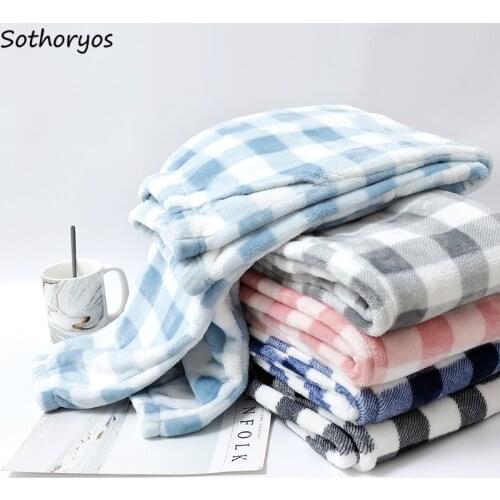 Women Sleep Bottoms Warm Plaid Flannel Home Pants Couples Plus Velvet Thicker Female Windproof Simple Soft Cute Winter Sleepwear