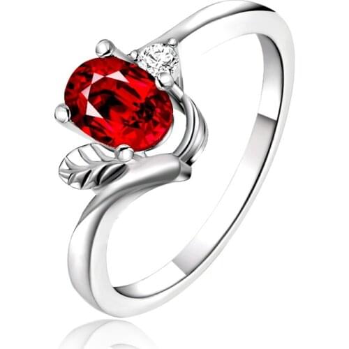 New Arrival AAA Red Crystal Silver Color Ring for Women Zircon CZ Stone Wedding Ring Engagement Jewelry Dropshipping Wholesale