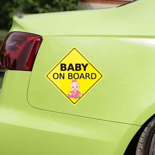 1pc Baby On Board Safety Car Window Suction Cup Yellow Reflective Warning Sign 12-14cm Accessories Car Sticker Baby On Board
