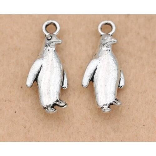10pcs Antique Silver Plated Penguin Charms Pendants Jewelry Making Bracelet Accessories Diy Jewelry Findings 23x10mm