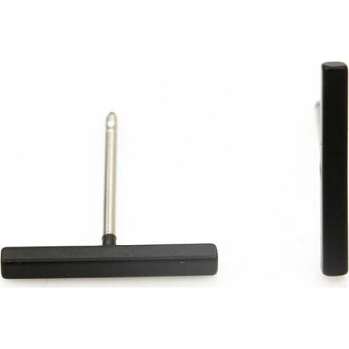 3 Sizes & 3 Colors Simple Style Golden Silver Plated Black Metal Stick Stud Earrings for Women