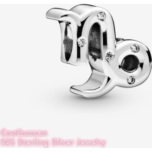 Winter 100% 925 Sterling Silver Sparkling Capricorn Zodiac Charm beads Fits Original Pandora bracelets Jewelry Making