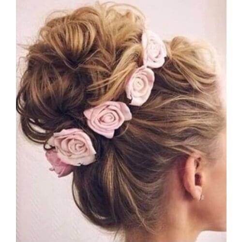 Girls Flower Headband Rose Floral Headbands Girls Kids Boutique Elastic Flower Headwear Hair Bands Accessories 2021 New