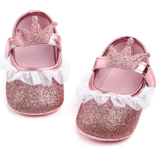 Spring Autumn Baby Girls Princess Shoes Soft Sole Crown Infant Shoes For Newborn Girls Baby Crib Shoes Prewalkers F184