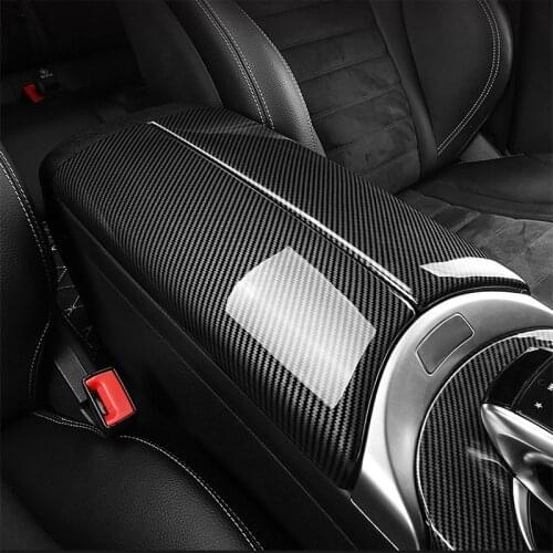 For Mercedes Benz C E Class W205 W213 GLC X253 Car Interior Accessories Stowing Tidying Armrest Box Panel ABS Cover Sticker Trim