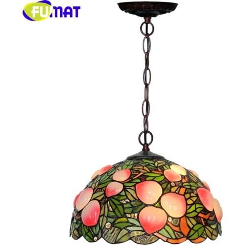 FUMAT Peach Pink Creative Design American Country Mood Art Decoration Tiffany Round Restaurant Kitchen Chandelier