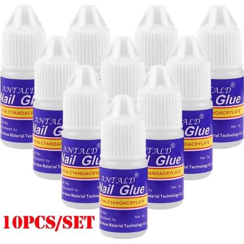 10pcs/set Nail Art Rhinestones Adhesive Glue Acrylic False Nail Extension Glue Quick Dry Sticky Gems Decorations Glue Manicure