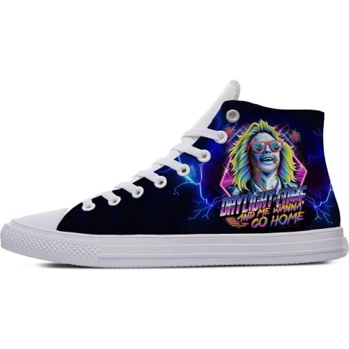 Mens Casual ShoesHorror Movie Beetlejuice Hot Cool Funny Humor Casual Canvas Shoes High Top 3D Printed Men Women Sneakers