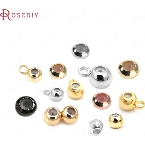 10PCS 3MM 4MM 5MM 6MM 24K Gold Color Brass and Rubber Spacer Beads Charms Connector Diy Jewelry Findings Accessories