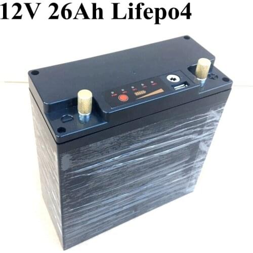 Lifepo4 Battery 12V 26Ah for Solar Street Lights LED Electric electric bike battery Lithium Free shipping Deep Cycle