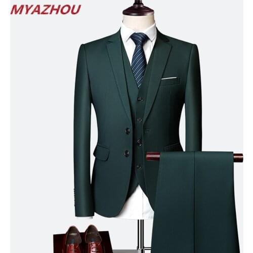 2019 mens custom dress custom groom tuxedo mens suit mens wedding suit business casual solid color suit 3 piece set size S-6XL