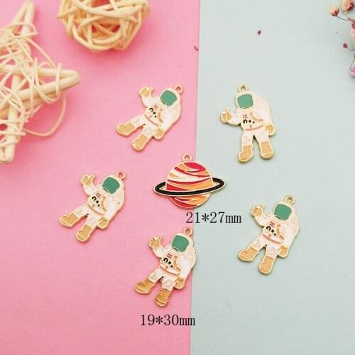 10pcs Alloy Enamel Thumb Up Astronaut Satellite Planet Charms Pendant DIY Earring Bracelet Finding Fit Jewelry Making Accessory