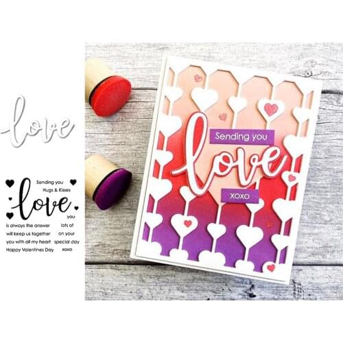 Love Heart Letter Words Clear Stamps Coordinating dies for DIY Scrapbooking Craft Cards Transparent Stempels Silicone Seal