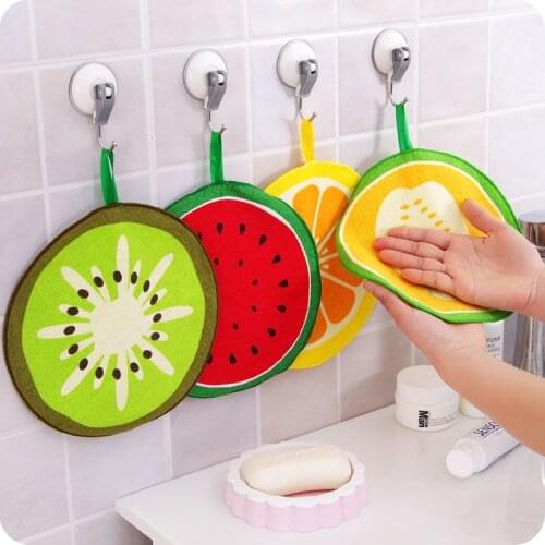 1pc Haning Cartoon Fruit Pattern Wipe Towel Kitchen Absorbent Rag Handkerchief Microfibre Cleaning Cloth