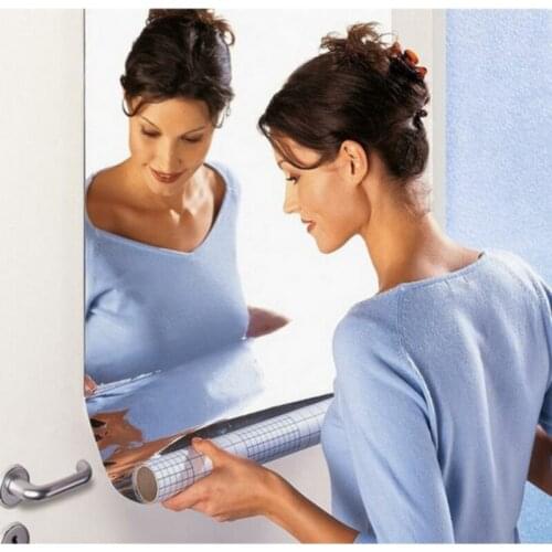 Stylish Mirror Wall Stickers Square Reflective Self-adhesive DIY PET Crystal Mirror Wall Decals For Home Living Room Bedroom Ne