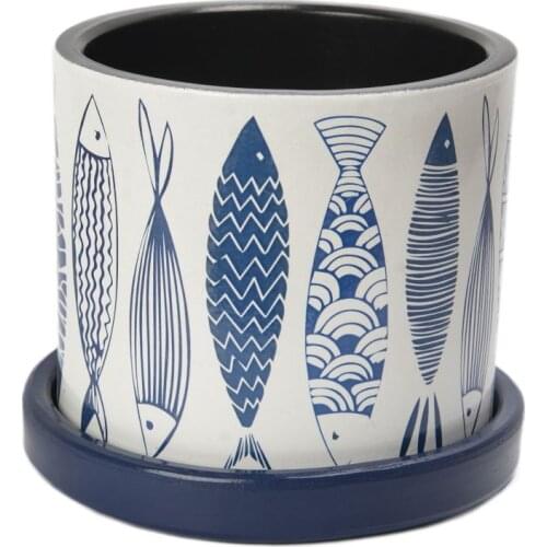 Pattern Terracotta Dish Pot-12*13 Cm-Fish