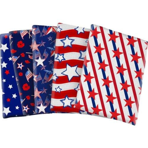 Polyester Cotton Printed American Independence Day Fabric for Kids Clothes Hometextile Curtain Cushion Cover DIY 50*145CM