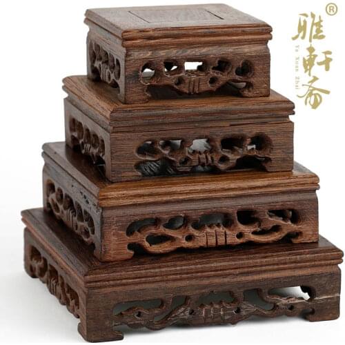 Ya Zhai mahogany base decoration crafts square base wing wood solid wood seat wooden teapot