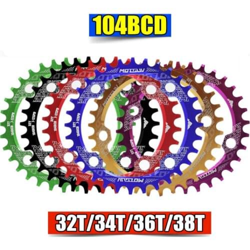 104BCD Bicycle Chainring Narrow Wide Round MTB Road Bike Chain Ring 32/34/36/38T Aluminum AM XC Bicycle Chain Wheel Single Plate