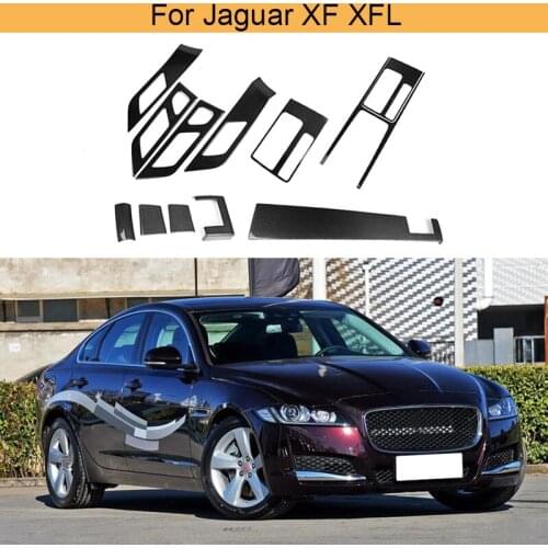 Carbon Fiber Interior Inner Trims Stickers For Jaguar XF XFL 2016-2019 Center Stack Dashboard AC Controller Inner Door Stickers