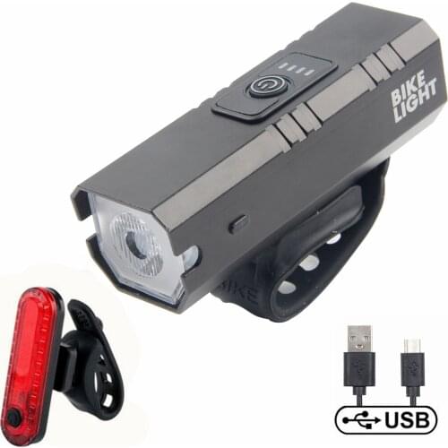 XC USHIO Bicycle Headlight Rainproof Front Lamp USB Rechargeable Lights Set Cycling Tail Taillight Bike LED Lights