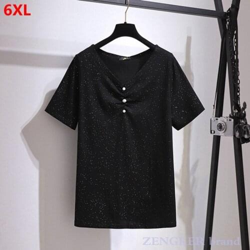 Womens loose Korean version V-neck mid-length bottoming shirt summer plus size short-sleeved t-shirt woman tshirts oversized