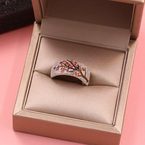 1pc high quality Colorful zircon Tree Branch Rings For Women Creative Full Zircon Wedding Rings Party Jewelry gift