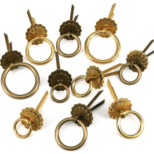 1x Dia 25mm-50mm Ring Drawer Pulls Antique Kitchen Copper Dresser Cupboard Closet Knobs Brass Chinese Medicine Cabinet Pulls