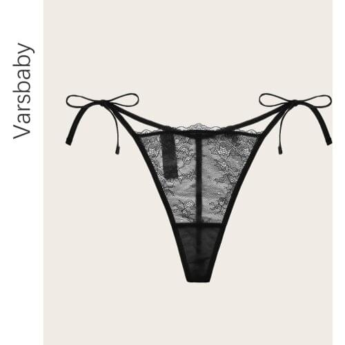Varsbaby 2021 Sexy Lace Panties Women See Through Low Waist Underpant Thong Female Seamless G-String Underwear Thong For Women