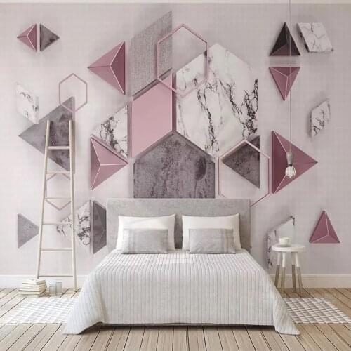 3d Geometric Polygon Marble Texture Wallpaper Modern Creative Art Fresco Living Room TV background Home Decor Mural Wall Cloth