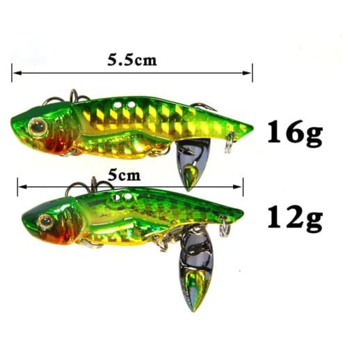 8 colours 5.5cm/5cm 12g /16g Rotating Sequin Vib Artificial Blood Trough Hook Hard Bait Striped Bass Artificial Sinking 3D Eyes