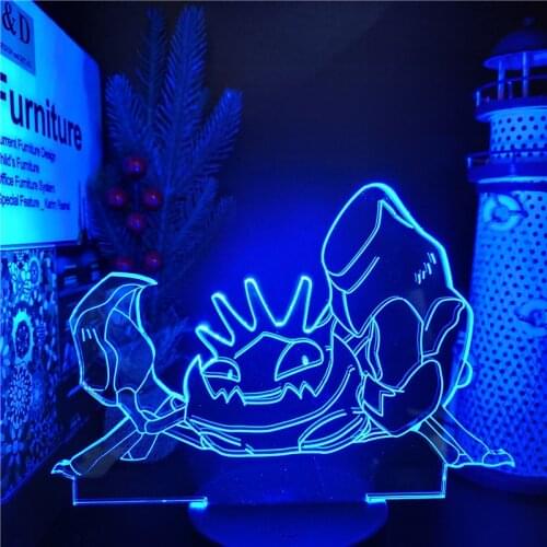 Anime 3d Cartoon Light Pokemon Kingler Figure for Childrens Bedroom Decor Night Light LED Manga Pokemon Table LED Lamp Gifts