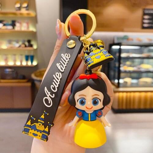 Disney Snow White Keychain Frozen Ring Figure PVC Cartoon Anime Princess Figure Model Gift Best Selling Girl Children Kids Toys
