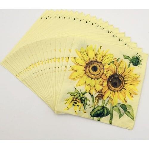 20pcs/lot 33cmx33cm "You Are My Sunshine" Sunflowers Paper Napkins For birthday Event & Party Decoration