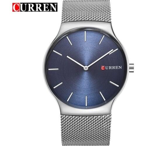 CURREN Watch Men Blue Steel Mesh Quartz-Watch Fashion Business Mens Watches Top Brand Luxury Waterproof Wristwatch Montre Homme