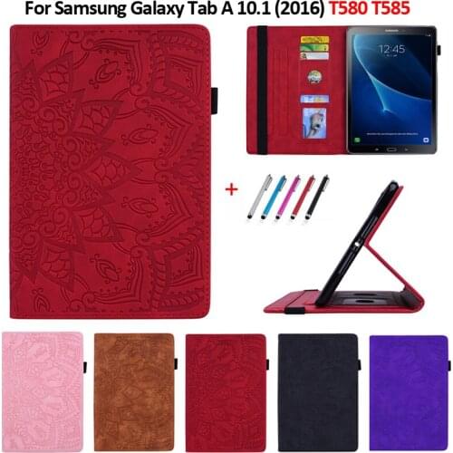 For Samsung Galaxy Tab A A6 10.1 2016 T580 SM-T585 Case Flower 3D Emboss Leather Cover Funda for Samsung Galaxy Tab A6 Case