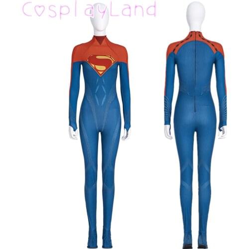 The Flash 2022 Cosplay Supergirl Costume Fancy Halloween Superheroine Jumpsuit Sexy Adult Women Bodysuit