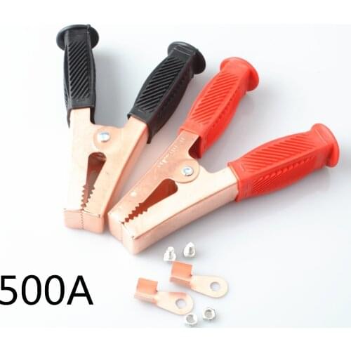 Hot Car Alligator Clips Battery Clamps brass Crocodile Clip 500A Red+Black