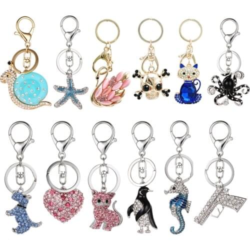 JINGLANG Retail and wholesale Hybrid Animal Keyring Couple Travel Keychain 2019 New Key Ring Fashion Bag Pendant The Best Gifts