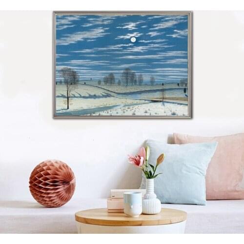 Oil Painting By Numbers"The Moonlight of The Forest"Drawing on Canvas HandPainted Art Gift DIY Picture By Number Kits Wall Decor