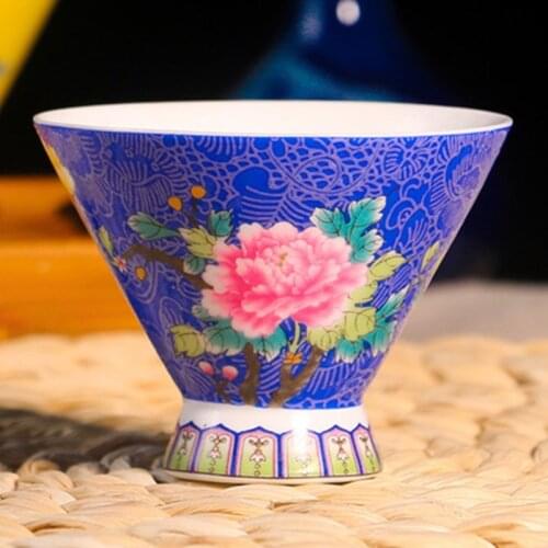 Ceramic Flower Tea Cup Porcelain Hand Painted Teacup Color Enamel Flowers Master Cup Single Puer Tea Mug Kung Fu Tea