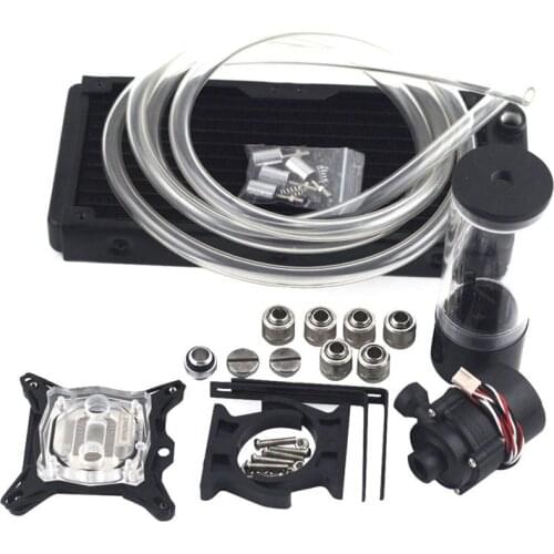 Pc Cpu Overclocking Water Cooling System Set 240B Radiator + Sc600 Pump + 190Mm Tank + 2M Tube + Cpu Block With Total Fitting