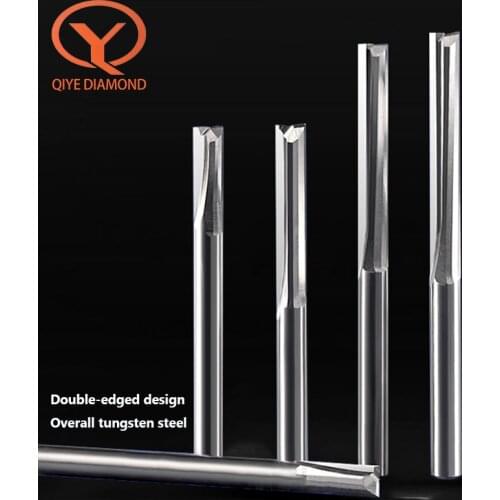QIYE CNC Tool 3.175mm 4mm 6mm 8mm Shank 2 Flute Router Bit Engraving Bit Straight Slot Milling Cutter Tungsten Carbide End Mill